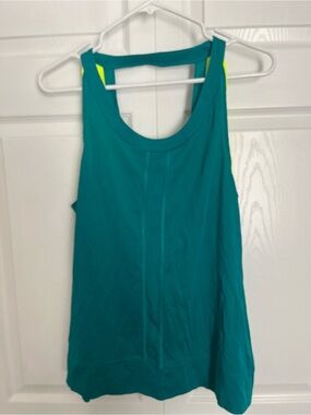 Lucy Teal Tank Top with Neon Yellow Accents
